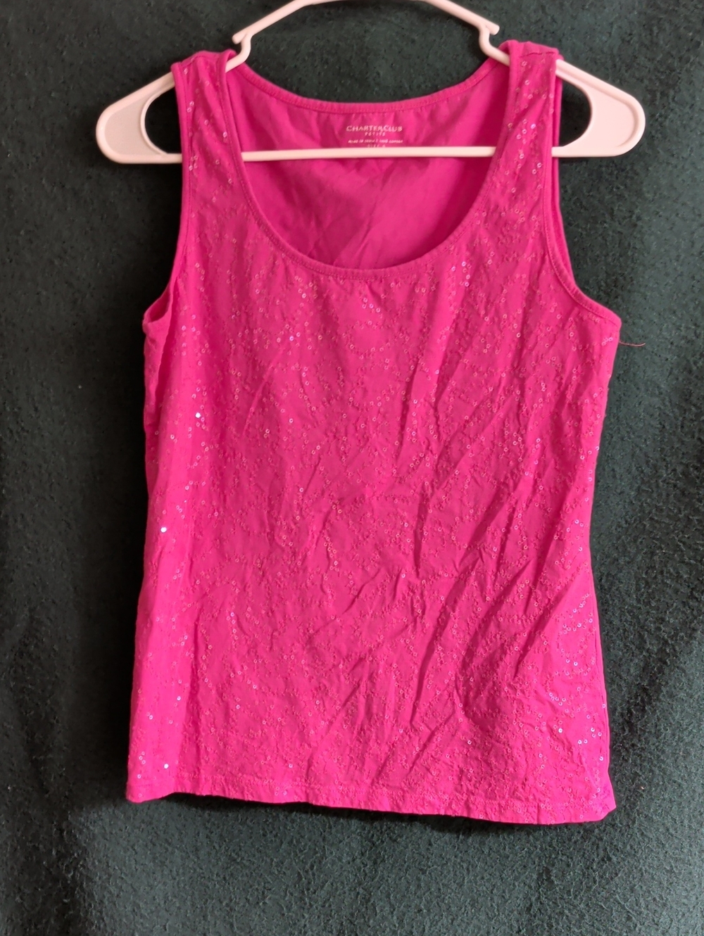 Charter Club Bright Fuchsia Sequin Scoop Tank